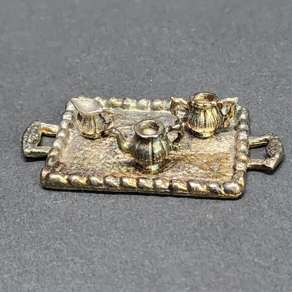 Vintage Miniature Dollhouse Brass Teapot & Tray SET - Picture 4 of 8